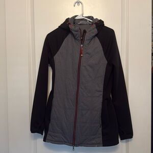 Athleta Jump and Jive hooded Ski Jacket grey and black